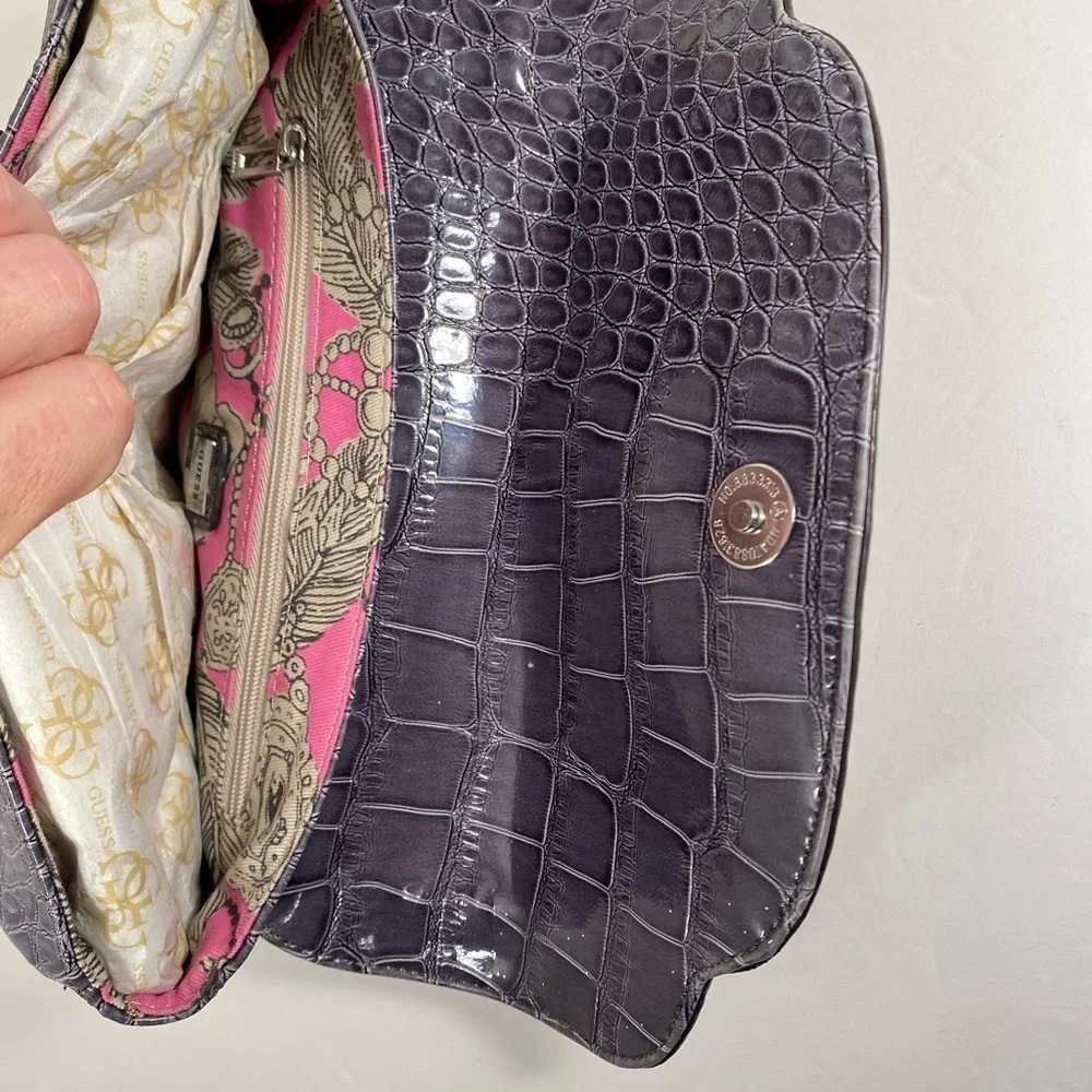 Guess Purple & Cream Reptile Pattern Wristlet - Picture 10 of 11